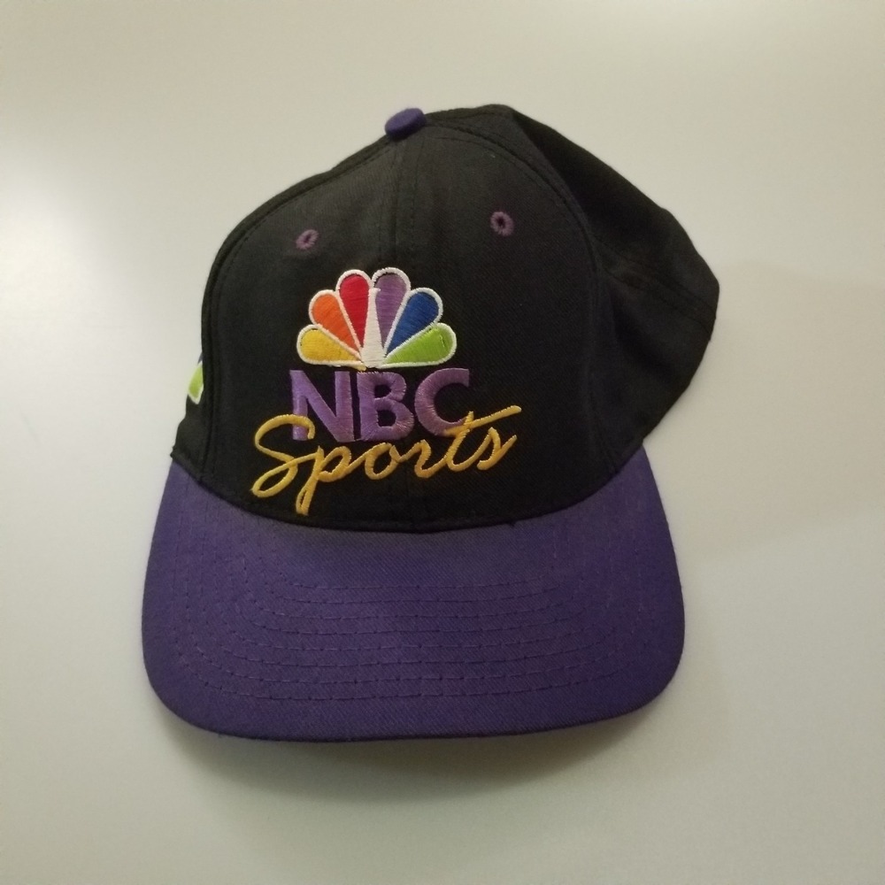 Vintage NBC Sports Hat Cap Snapback Black Purple‎ Sports Specialties 90s USA